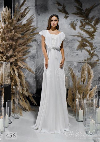Straight white wedding dress with wing-shaped sleevess on wholesale-1