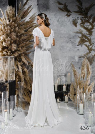 Straight white wedding dress with wing-shaped sleevess on wholesale-2